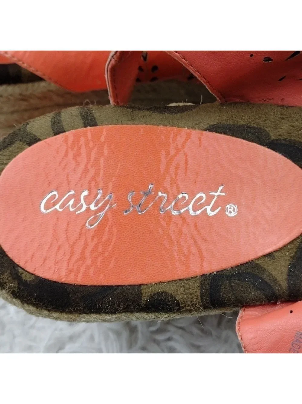 Easy Street Tangerine Faux Leather Cut Out Upper Open Toe Wedged-Heel Espadrille